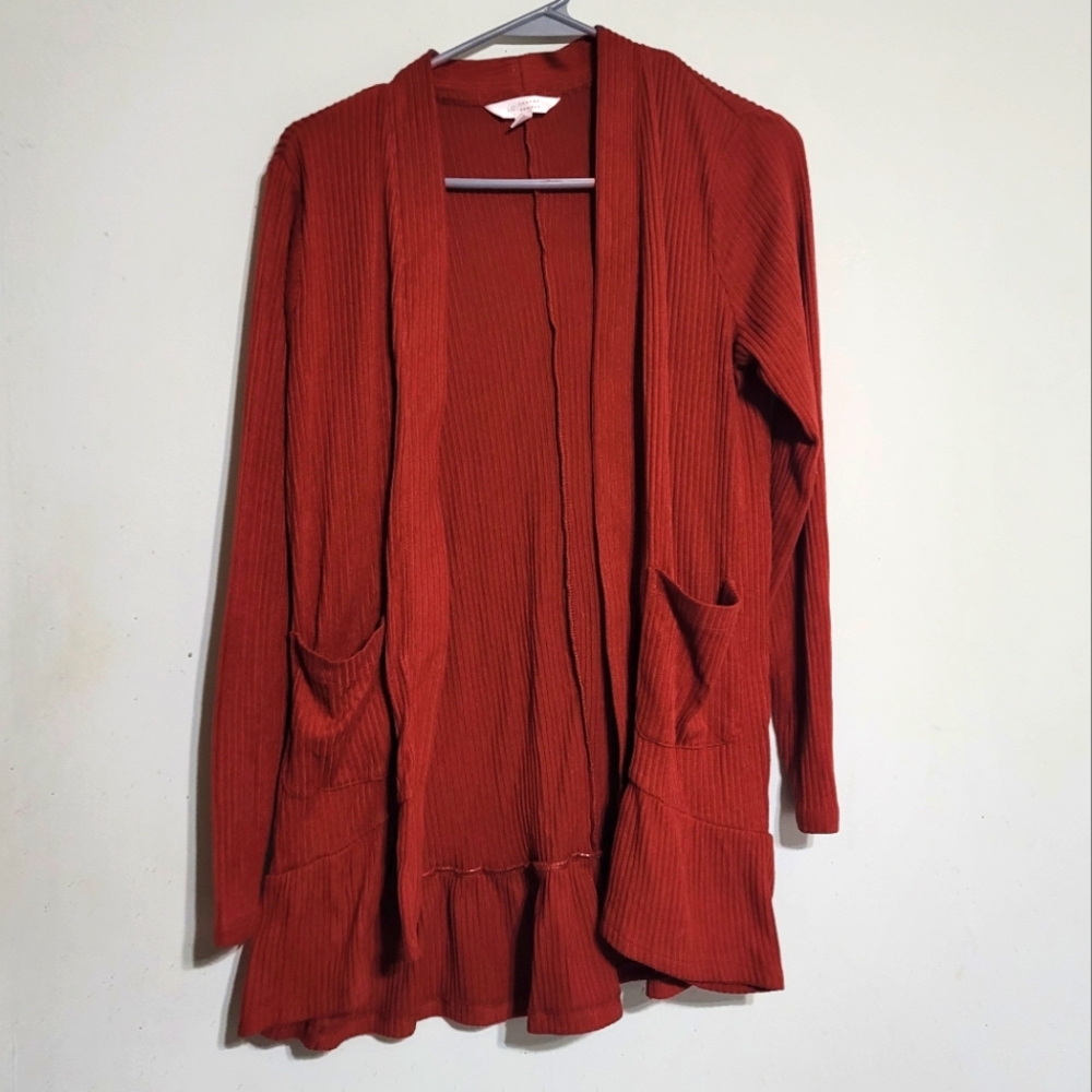 LC Lauren Conrad Brick Red Open‎ Front Cardigan Size Medium
